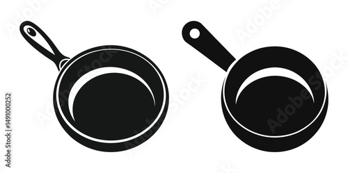 Frying Pan Icon Set Vector Kitchen Utensils for Cooking, Culinary Design, Restaurant Graphics