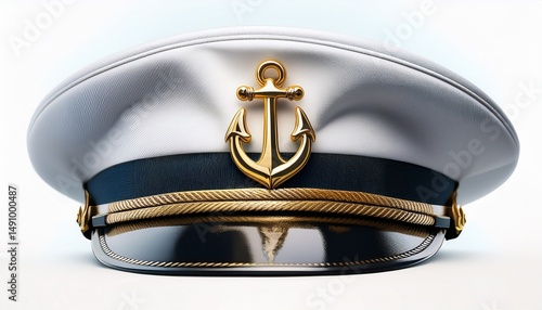 white naval officers cap with a gold anchor suitable for military or nautical themes uniforms historical or retro designs and vintage fashion projects