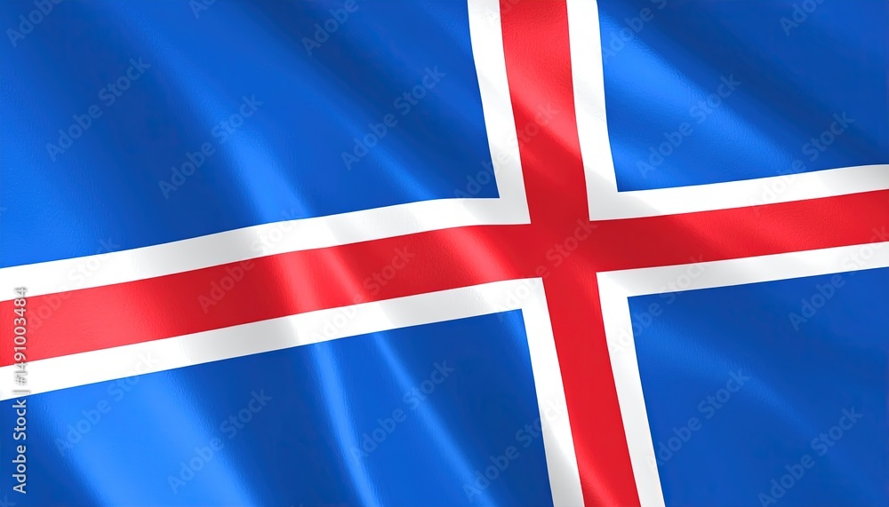Fototapeta premium Icelandic Flag Waving.