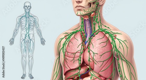 Human lymphatic system anatomy diagram