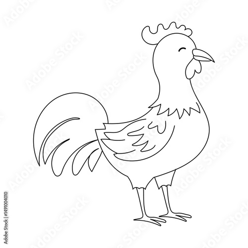 Outline rooster on white background