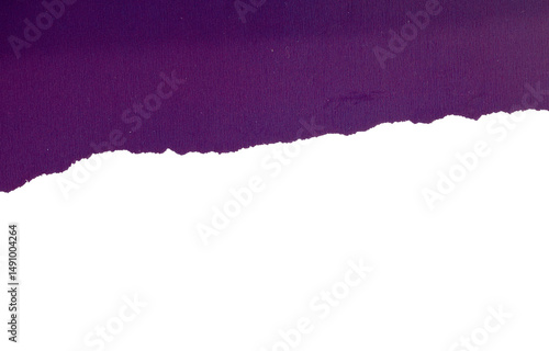 Torn purple paper edge on white background
