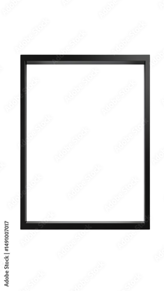 A simple black rectangular frame isolated on a transparent background A simple black rectangular frame isolated on a transparent background