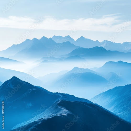 Mountains in the clouds. Landscape with mountains. Vector illustration.