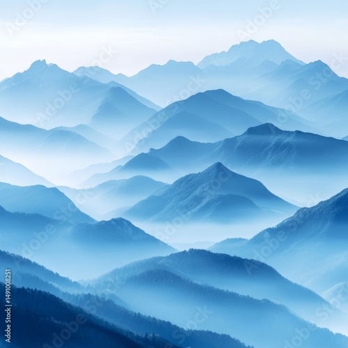 Mountains in the mist. Landscape with mountains. Vector illustration.