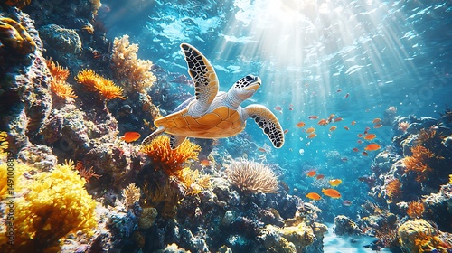 Fototapeta Naklejka Na Ścianę i Meble -  Lush coral habitat rich in species high resolution picture