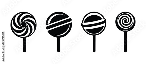 Lollipop Icon Set Cute Candy Pop Vector Collection for Sweet Shop, Kids Graphics, and Food Branding
