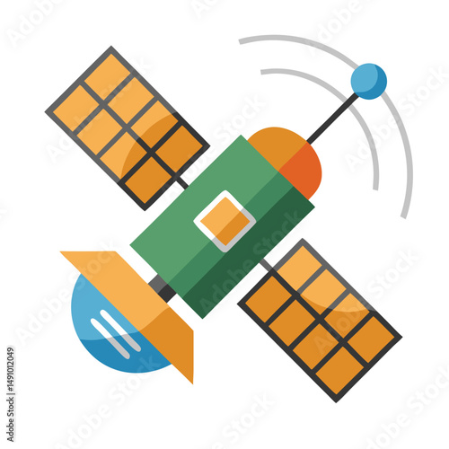 Space Satellite Icon,  Simple Vector Illustration Aerospace Branding . Perfect for Technology, Orbit, and Communication Designs