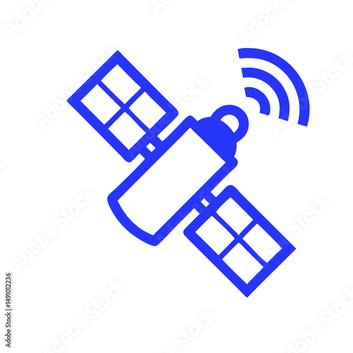 Minimal Orbit Satellite Vector Illustration on transparent background