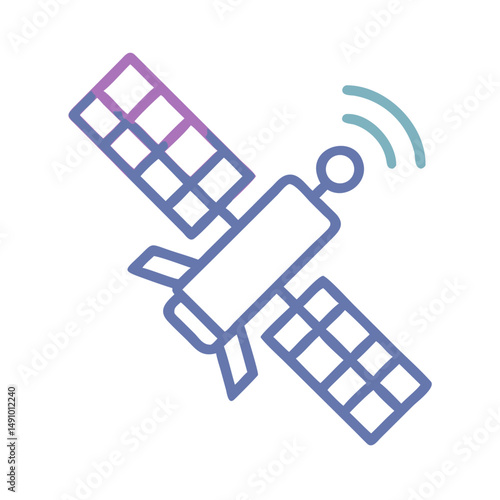 Minimal Orbit Satellite Vector Illustration on transparent background