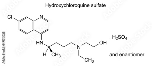 Chemical structure of hydroxychloroquine sulfate, drug substance