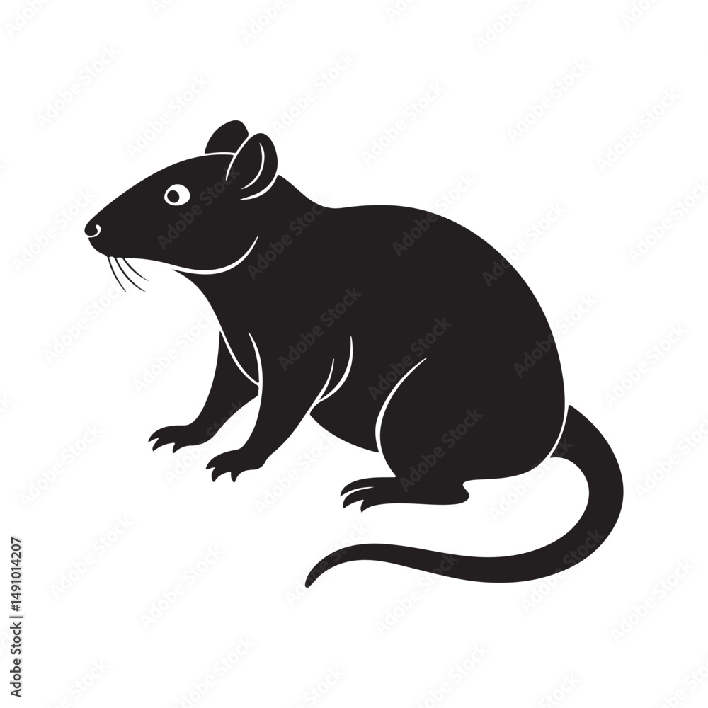 Obraz premium brown rat vector silhouette