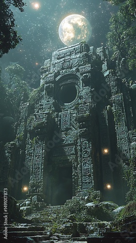 Mysterious glowing pillars in jungle high resolution picture