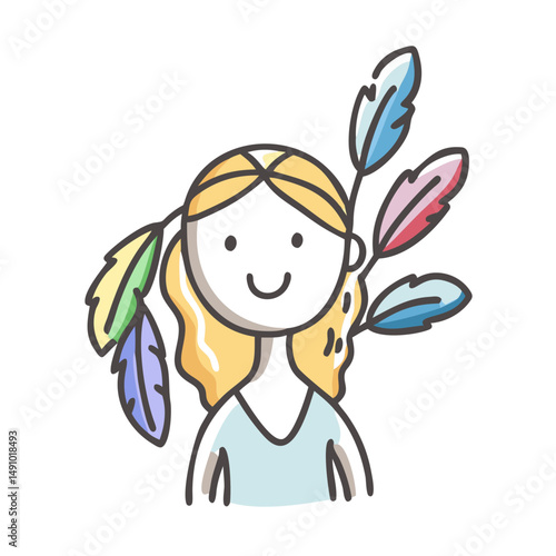 girl with feathers icon, girl with feathers vector illustration-simple illustration of girl with feathers, perfect for girl with feathers logos and icons