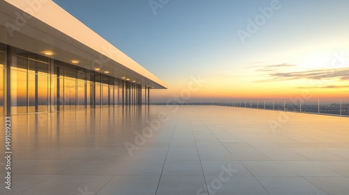 Modern Rooftop Terrace at Sunset: Breathtaking City Views