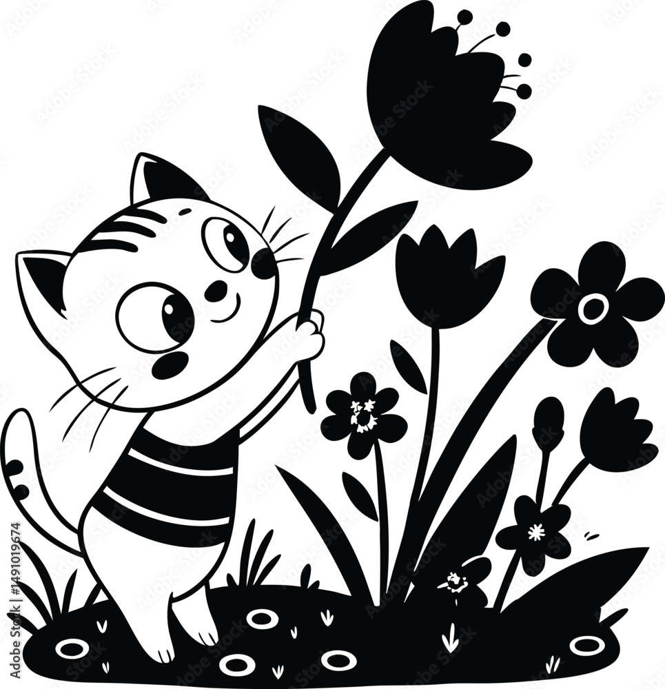 Obraz premium cat and butterfly