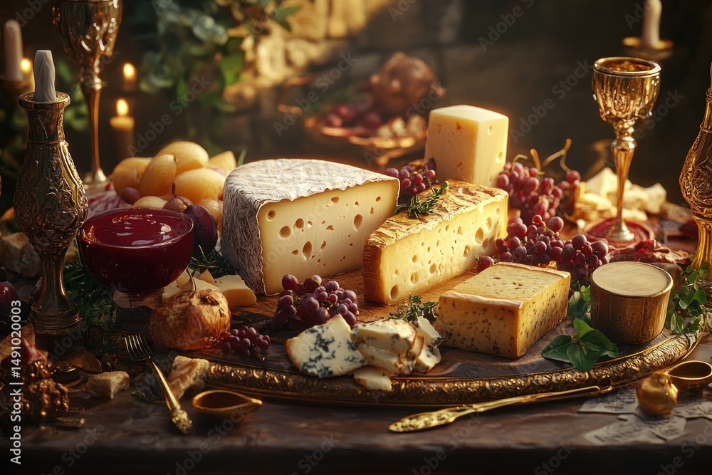 Cheese selection with fruits and nuts Cheese selection with fruits and nuts