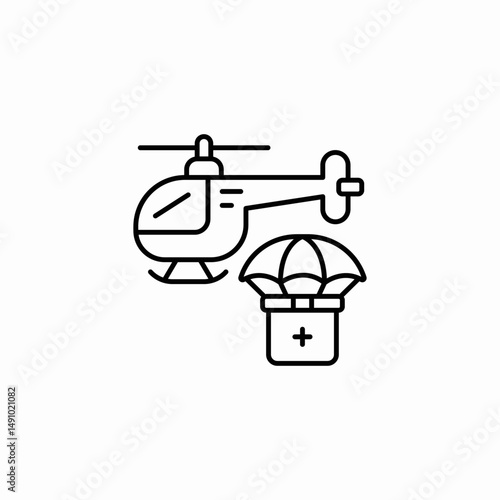 helicopter drop icon sign vector