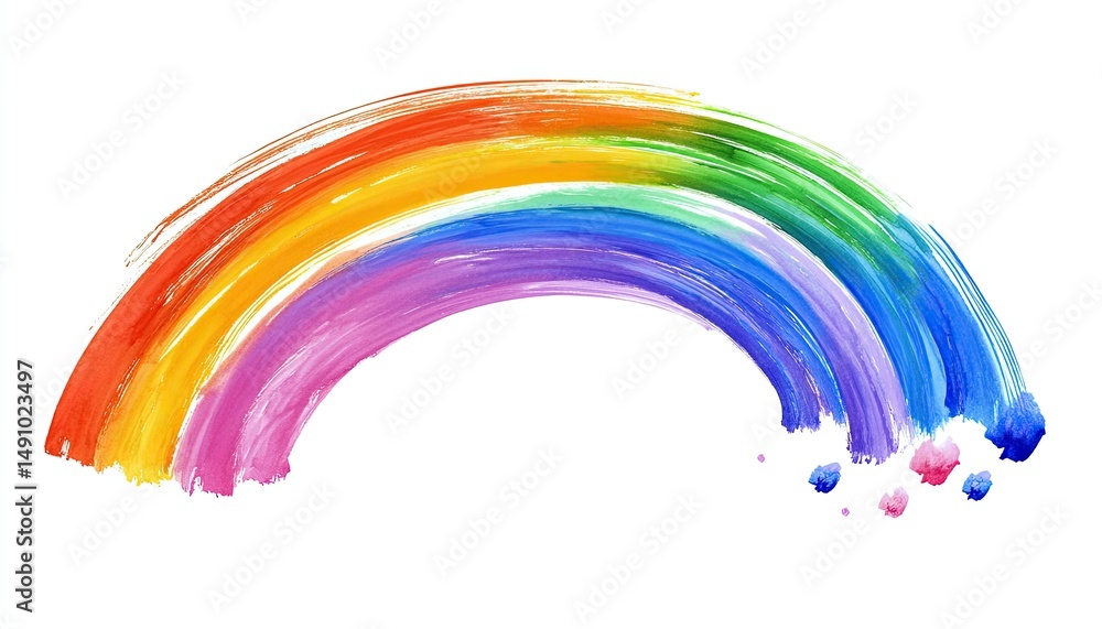 Obraz premium Rainbow watercolor brush strokes on a white background