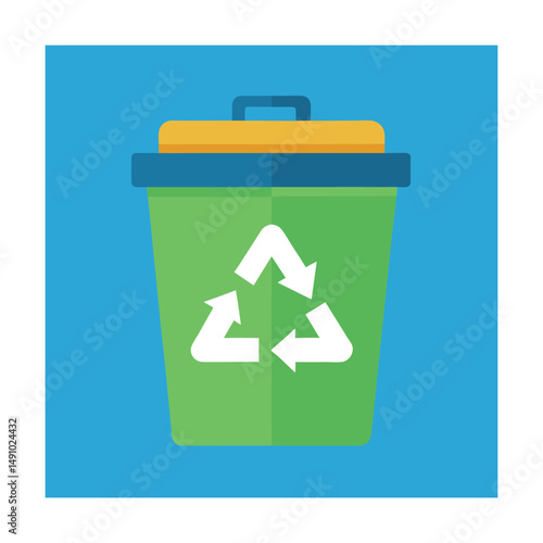 Green recycle bin icon depicting environmental preservation and waste management practices