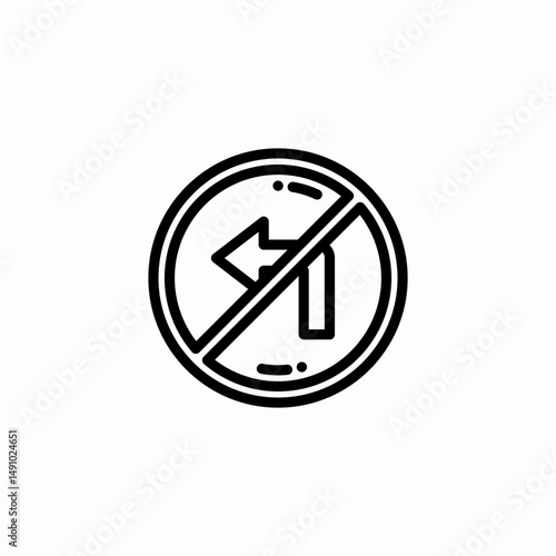 no left turn restriction icon sign vector