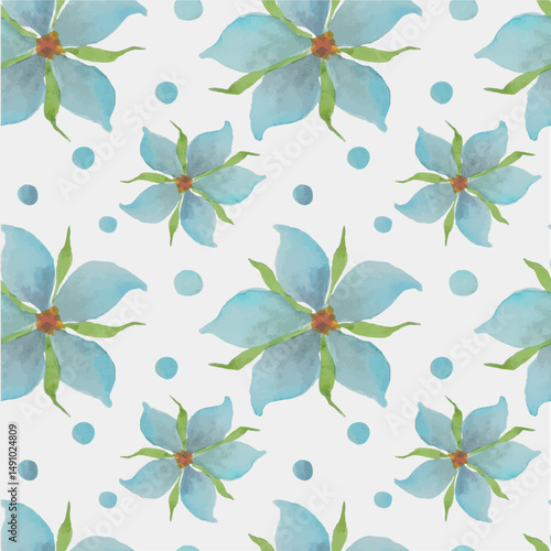 Blue watercolor seamless pattern on white stock vector illustration for web, for print, for wallpaper, for bed linen fabric print, for wrapping paper
