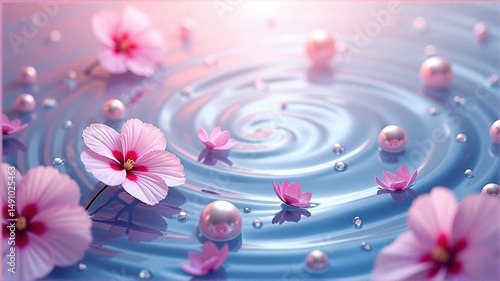 pink flower in water
