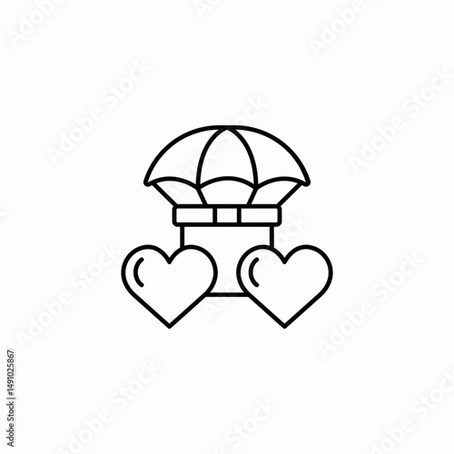parachute hearts icon sign vector