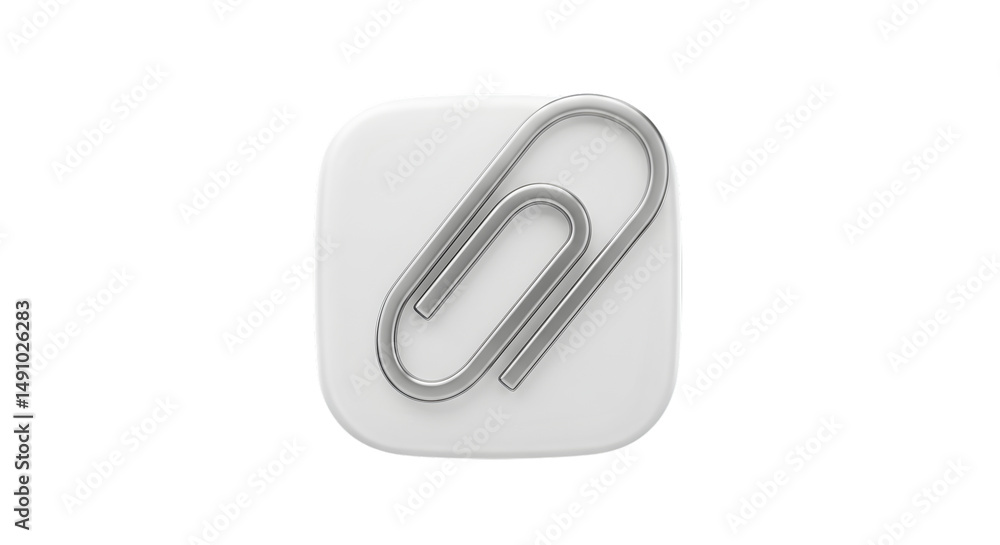 Obraz premium Linking Ideas A gleaming silver paperclip promises connection and collaboration atop a crisp on transparent background