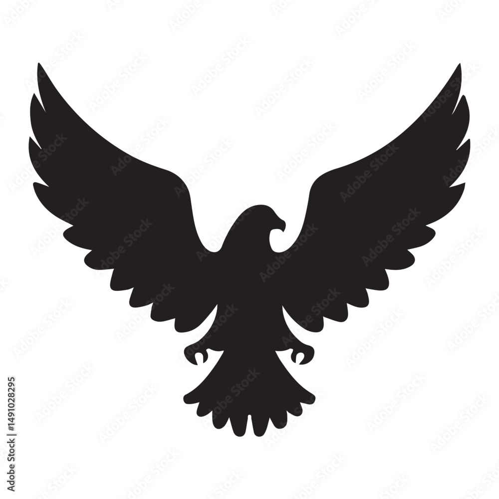 Obraz premium eagle,black eagle,silhouette,bird of prey,winged creature,flying,majestic,powerful,symbol,icon,minimalist,vector graphic