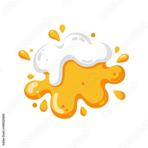 Beer foam splash in vibrant yellow and white colors  
