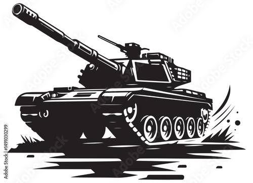 Detailed tank vector illustration for military warfare themes