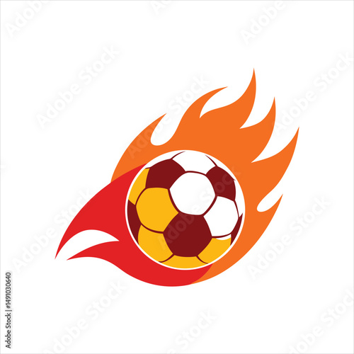 Dynamic Soccer Ball Fire Effect Vector Clipart