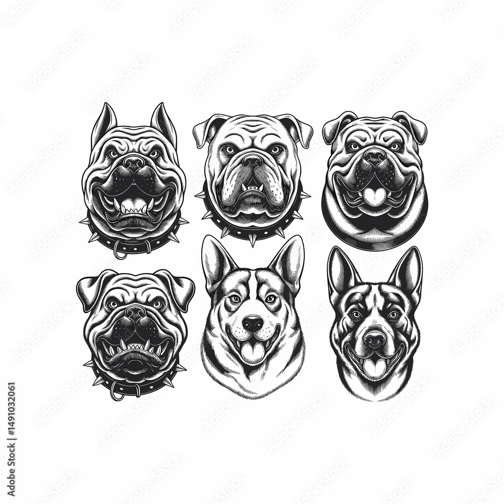 Fototapeta premium dog, dog head, animal, pet, illustration, puppy, vector, cartoon, cute, dachshund, beagle, canine, breed, black, white, isolated, drawing, mammal, friend, sitting, brown, retriever, hound, portrait, 