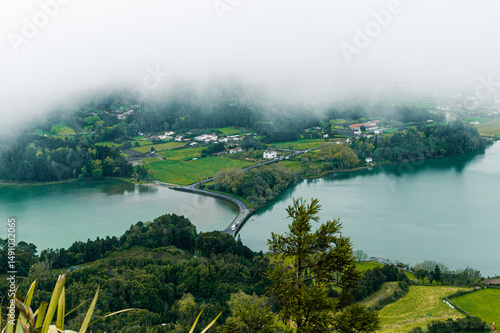 Volcanic Crater Lake in the Azores Islands, São Miguel, Portugal

