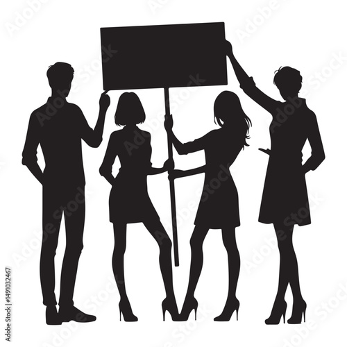 Passionate activists raising a protest sign demanding social justice movement