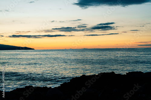 Panoramic View of the Mountains and Coastline of the Azores Islands