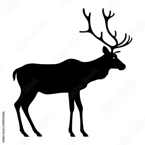 elegant deer silhouette looking sideways detailed antler shape and natural posture vector ideal for forest conservation and wildlife illustration projects