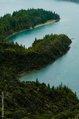 Volcanic Crater Lake in the Azores Islands, São Miguel, Portugal
