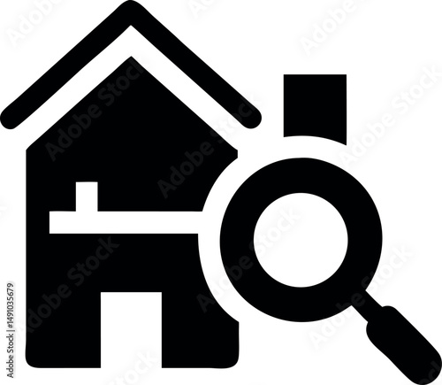 home icon with magnifying glass
