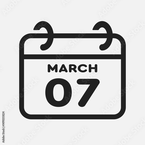 Icon page calendar day - 7 March