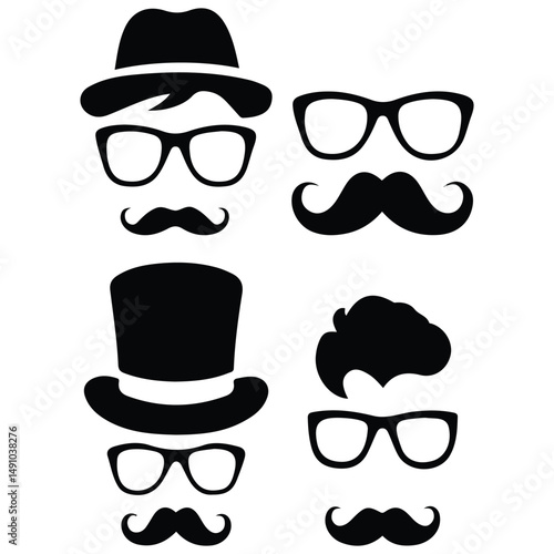 Retro party props set isolated vector illustration