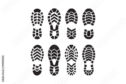 Shoe Sole Print Vector Set Boot Footprint Silhouette Icons Collection