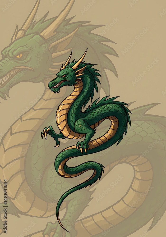 Obraz premium Emerald Guardian's Coil