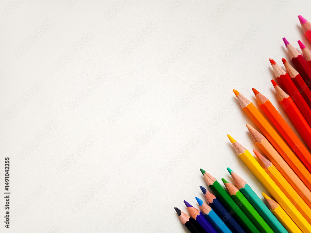Fototapeta premium colored pencils on a white background