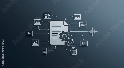 Content Management System – Digital Workflow, CMS Platform, and Data Organization Concept