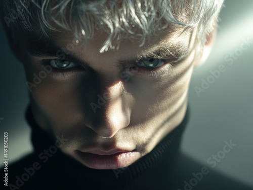 Striking close-up of a pers...