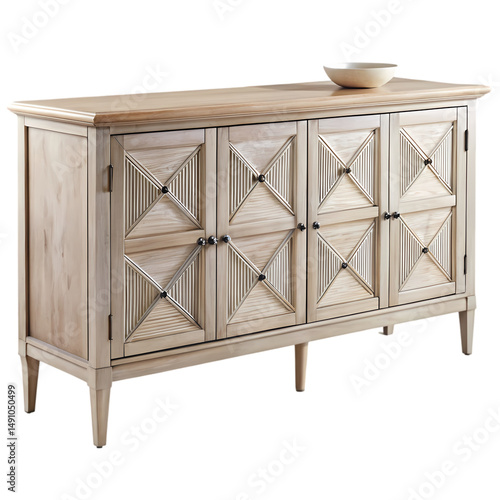 Mirrored Drawer Dresser  Modern Farmhouse Wood  Mirror Cabinet  Unique Bedroom Furniture isolated on transparent background