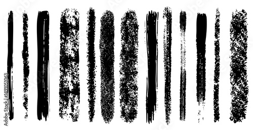 Hand drawn gouache brush chalk pencil crayon stroke smears textured lines. Highlight grunge doodles childish elements isolated on white background. Underline scrapbook decoration set.
