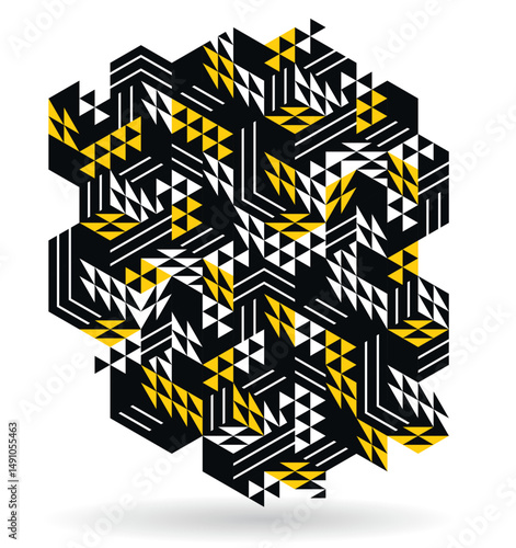 Abstract vector art with 3D isometric cubes geometric background, op art blocks with different forms isolated, polygonal graphic design, cubical theme.